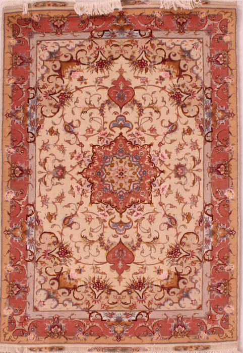 Tabriz Beige Hand Knotted 35 X 411  Area Rug 400-16595 Image 0