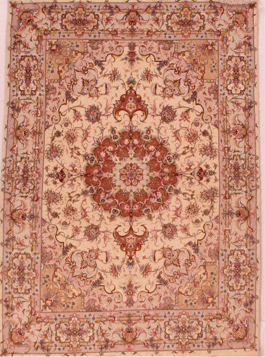 Tabriz Beige Hand Knotted 50 X 70  Area Rug 400-16599 Image 0