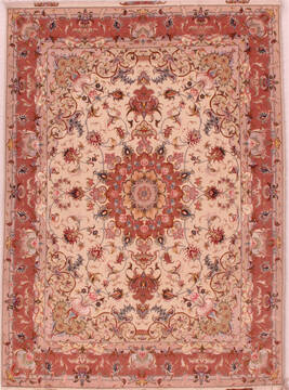 Persian Tabriz White Rectangle 5x7 ft Wool Carpet 16603