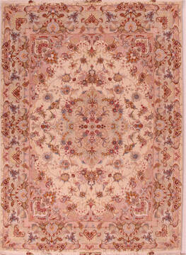 Persian Tabriz White Rectangle 5x7 ft Wool Carpet 16605