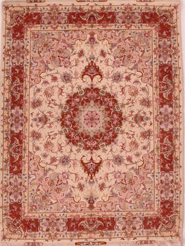 Persian Tabriz White Rectangle 5x7 ft Wool Carpet 16607