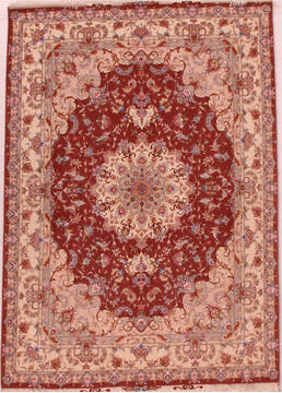 Persian Tabriz Purple Rectangle 5x7 ft Wool Carpet 16608