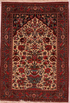 Qum White Hand Knotted 3'8" X 5'2"  Area Rug 400-16612