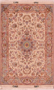Persian Tabriz White Rectangle 3x5 ft Wool Carpet 16616