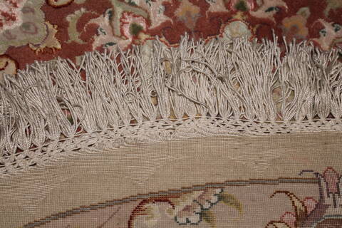 Tabriz Beige Round Hand Knotted 411 X 411  Area Rug 400-16623 Image 5