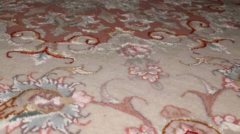 Tabriz Beige Round Hand Knotted 411 X 411  Area Rug 400-16623 Image 7
