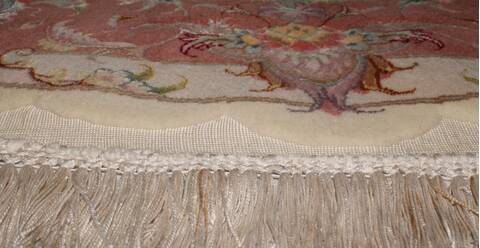 Tabriz Beige Round Hand Knotted 411 X 411  Area Rug 400-16623 Image 1