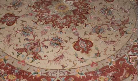 Tabriz Beige Round Hand Knotted 411 X 411  Area Rug 400-16623 Image 2