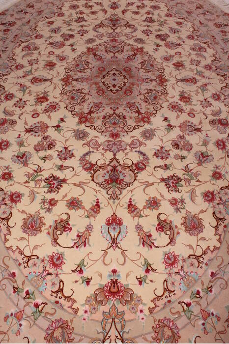 Tabriz White Oval Hand Knotted 65 X 910  Area Rug 400-16625 Image 9