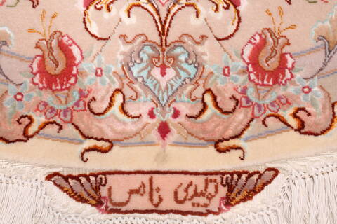 Tabriz White Oval Hand Knotted 65 X 910  Area Rug 400-16625 Image 1