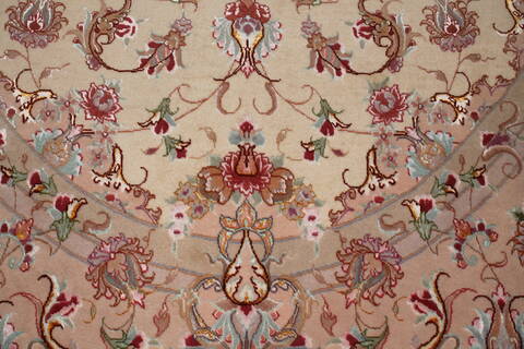 Tabriz White Oval Hand Knotted 65 X 910  Area Rug 400-16625 Image 3