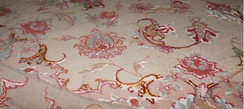 Tabriz White Oval Hand Knotted 65 X 910  Area Rug 400-16625 Image 5