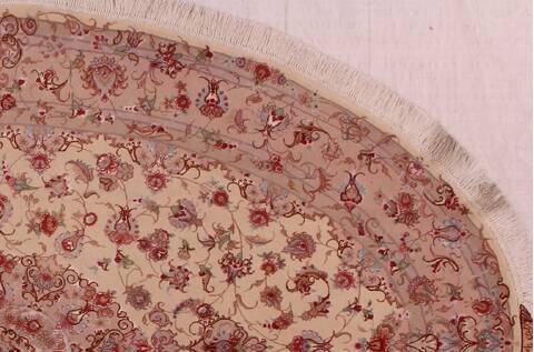 Tabriz White Oval Hand Knotted 65 X 910  Area Rug 400-16625 Image 2