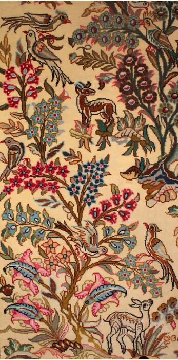 Qum Beige Hand Knotted 37 X 53  Area Rug 400-16633 Image 6