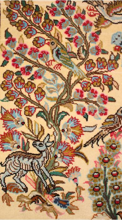 Qum Beige Hand Knotted 37 X 53  Area Rug 400-16633 Image 3