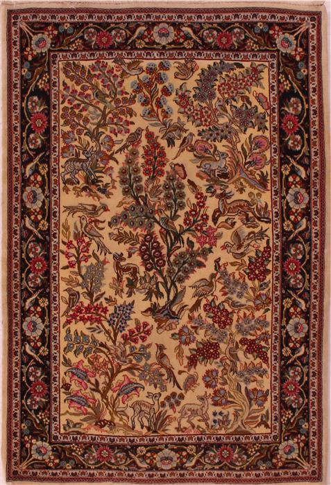 Qum Beige Hand Knotted 37 X 53  Area Rug 400-16633 Image 0