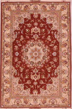 Persian Tabriz Brown Rectangle 3x5 ft Wool Carpet 16636