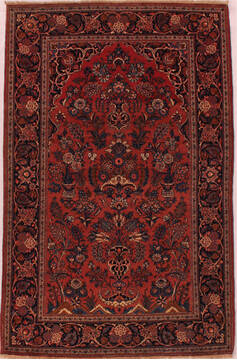 Persian Kashan Purple Rectangle 4x6 ft Wool Carpet 16639