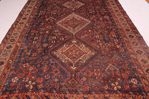 Qashqai Blue Hand Knotted 75 X 109  Area Rug 400-16685 Image 12