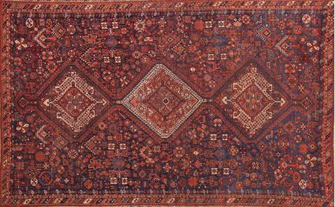 Qashqai Blue Hand Knotted 75 X 109  Area Rug 400-16685 Image 17