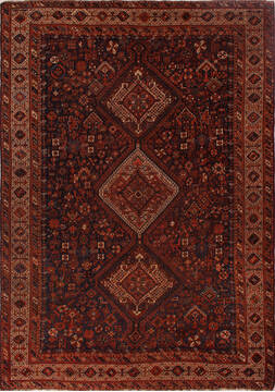 Qashqai Blue Hand Knotted 7'5" X 10'9"  Area Rug 400-16685