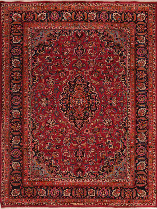 Mashad Purple Hand Knotted 82 X 112  Area Rug 400-16708 Image 0