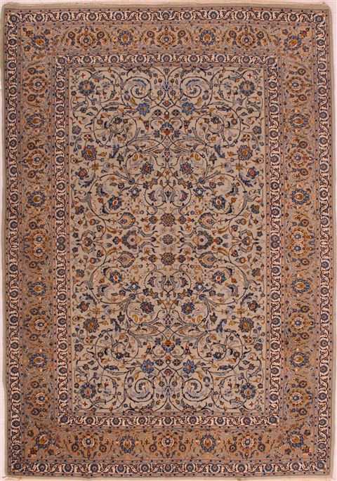Kashan Blue Hand Knotted 76 X 110  Area Rug 400-16710 Image 0