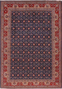 Persian Kashan Blue Rectangle 5x8 ft Wool Carpet 16711