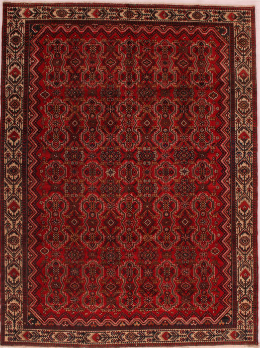 Hamedan Red Hand Knotted 73 X 99  Area Rug 400-16732 Image 0
