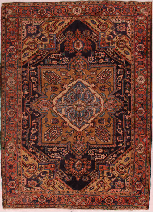 Heriz Blue Hand Knotted 76 X 106  Area Rug 400-16733 Image 0