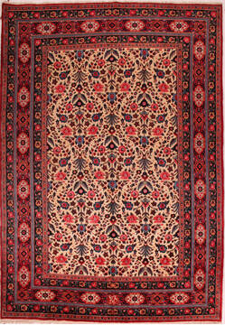 Persian Mashad White Rectangle 9x13 ft Wool Carpet 16738