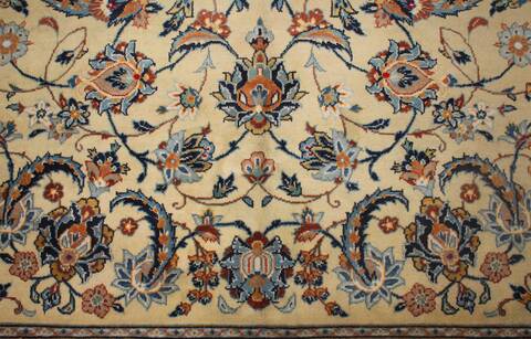 Kashan Yellow Hand Knotted 96 X 133  Area Rug 400-16741 Image 10