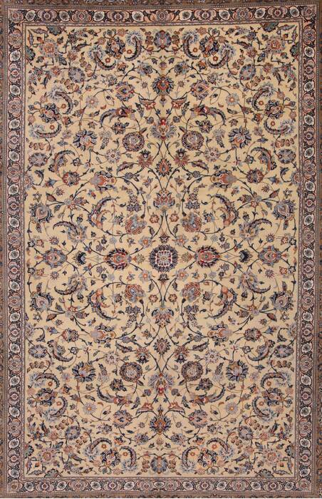 Kashan Yellow Hand Knotted 96 X 133  Area Rug 400-16741 Image 2