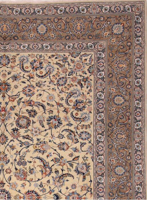Kashan Yellow Hand Knotted 96 X 133  Area Rug 400-16741 Image 3