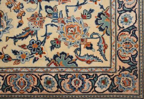 Kashan Yellow Hand Knotted 96 X 133  Area Rug 400-16741 Image 8