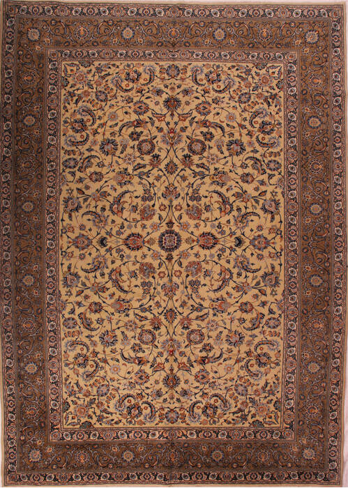Kashan Yellow Hand Knotted 96 X 133  Area Rug 400-16741 Image 0