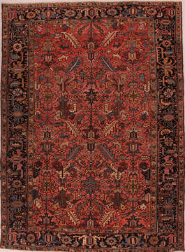 Persian Heriz Purple Rectangle 8x11 ft Wool Carpet 16747