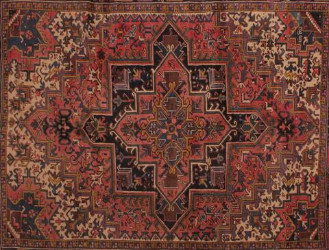 Heriz Purple Hand Knotted 74 X 93  Area Rug 400-16758 Image 4