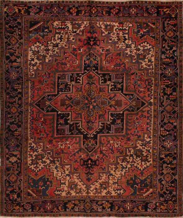 Heriz Purple Hand Knotted 74 X 93  Area Rug 400-16758 Image 0
