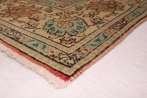 Tabriz Orange Hand Knotted 91 X 112  Area Rug 400-16765 Image 1