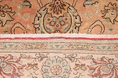 Tabriz Orange Hand Knotted 91 X 112  Area Rug 400-16765 Image 2