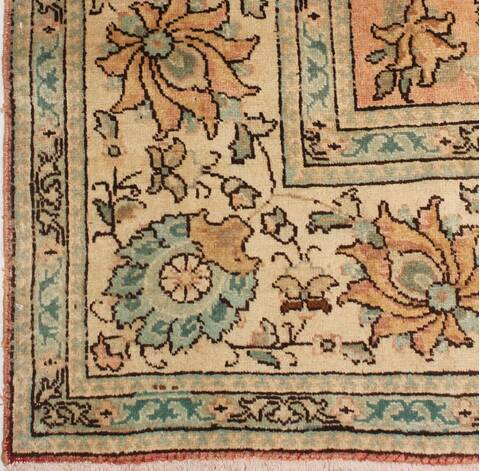 Tabriz Orange Hand Knotted 91 X 112  Area Rug 400-16765 Image 4