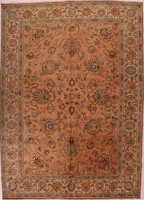 Tabriz Orange Hand Knotted 91 X 112  Area Rug 400-16765 Image 0