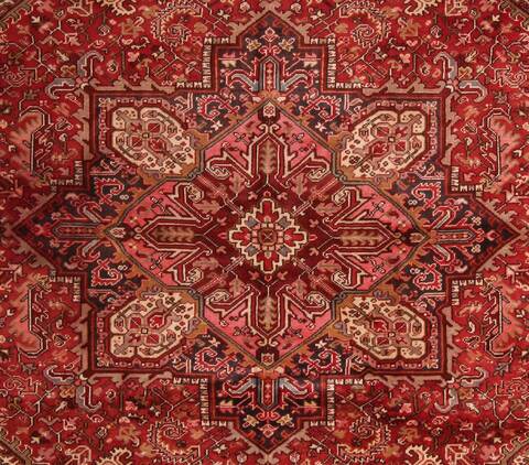Heriz Red Hand Knotted 97 X 117  Area Rug 400-16774 Image 2