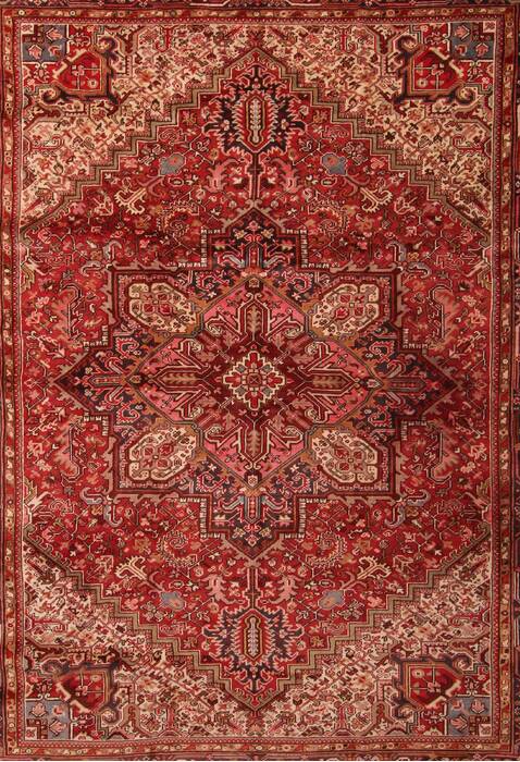Heriz Red Hand Knotted 97 X 117  Area Rug 400-16774 Image 4