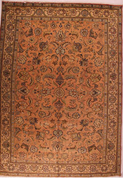 Persian Tabriz Purple Rectangle 9x13 ft Wool Carpet 16787