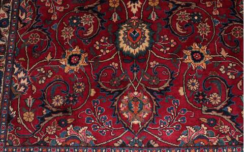Mashad Red Hand Knotted 98 X 126  Area Rug 400-16790 Image 3