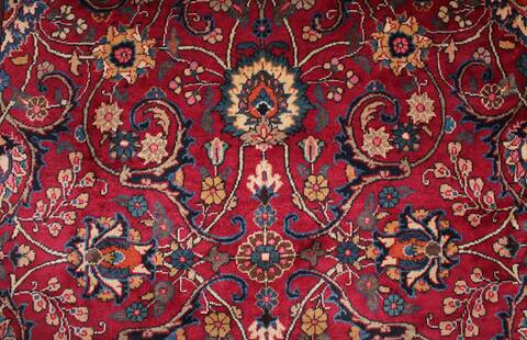 Mashad Red Hand Knotted 98 X 126  Area Rug 400-16790 Image 4
