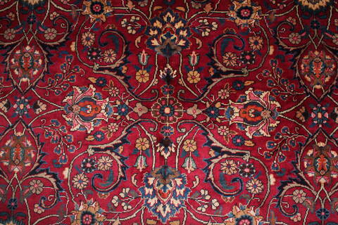 Mashad Red Hand Knotted 98 X 126  Area Rug 400-16790 Image 5