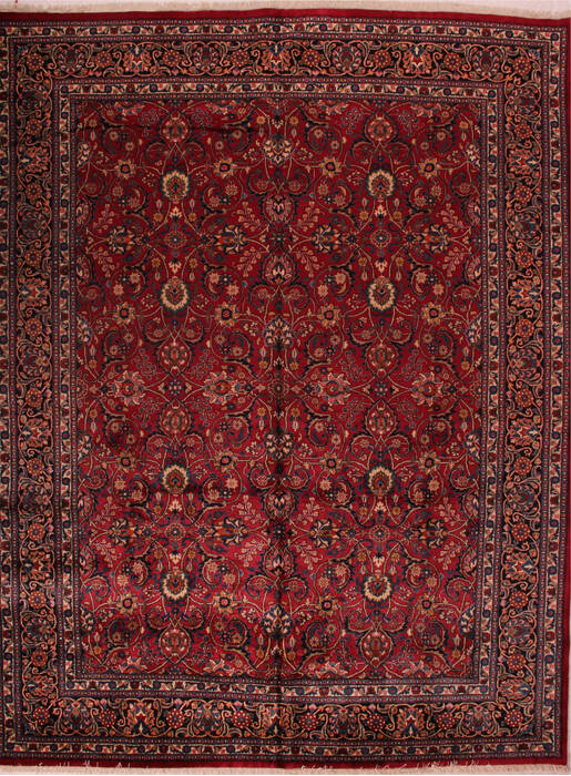 Mashad Red Hand Knotted 98 X 126  Area Rug 400-16790 Image 0